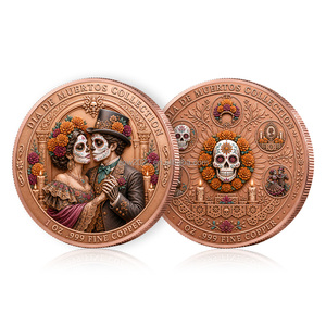 Moneda Coleccionable del Día <span class=keywords><strong>de</strong></span> <span class=keywords><strong>Muertos</strong></span> Mexicano, Serie Día <span class=keywords><strong>de</strong></span> <span class=keywords><strong>Muertos</strong></span>, 1oz, .999 Cobre Puro, Relieve, Impresión a Color 3D, Venta al Por Mayor - Product Image 5