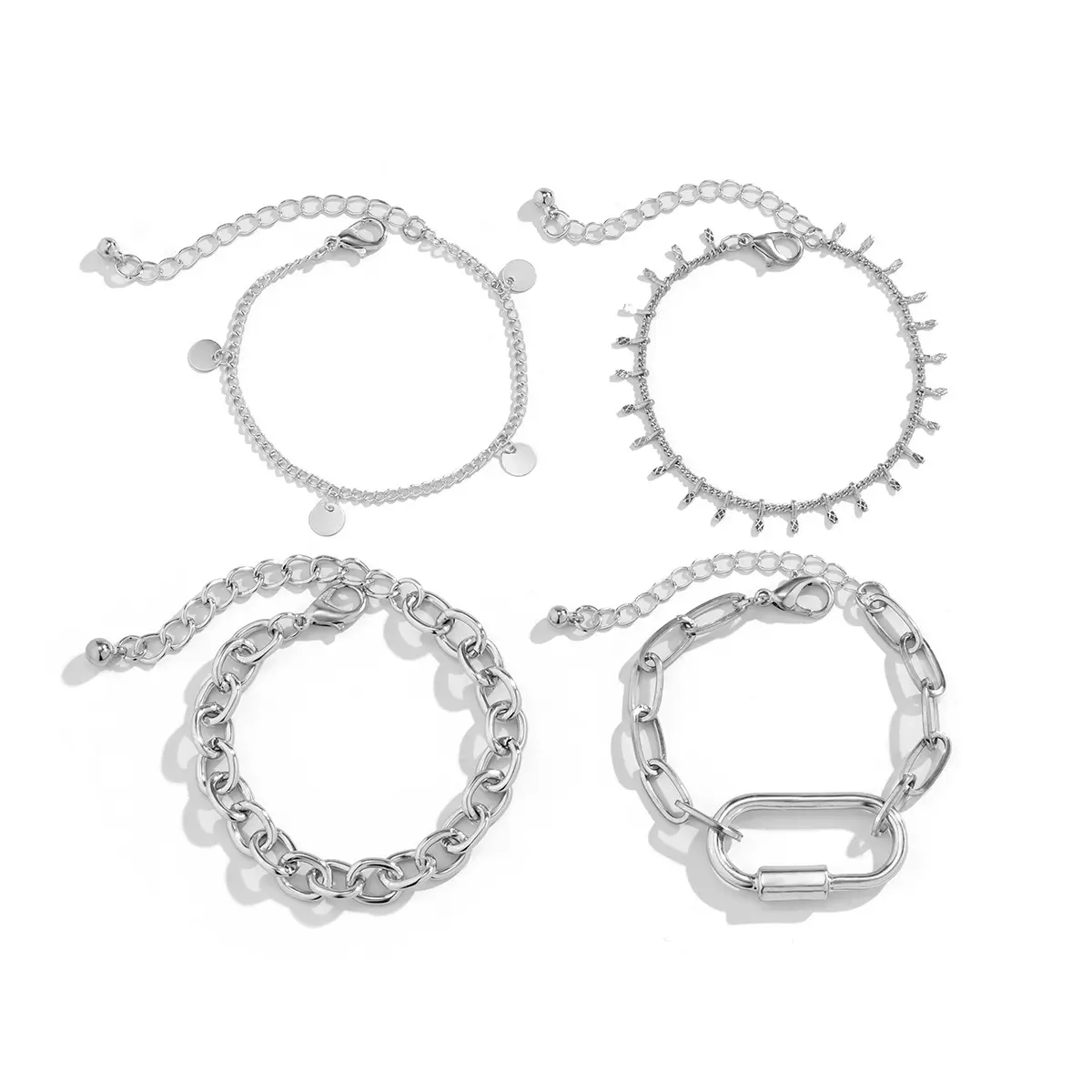 Accessoire chaîne à franges Hip-Hop ajouré Design géométrique Bracelet polyvalent Femme