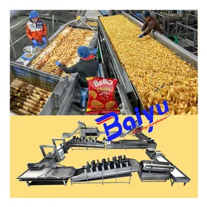 Baiyu 100 - 5000kg/h Fully Automatic Frozen French Fries Potato Chips Making Machine Processing Line