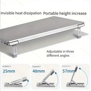 2PCS Mini Foldable Alloy Laptop Stand Portable Computer <strong>Keyboard</strong> <strong>Riser</strong> with 3 Adjustable Angles Invisible Notebook Stand - Product Image 5