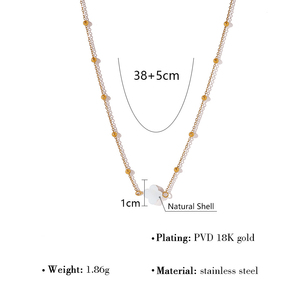 Collar de Piedra Natural de Lujo Personalizado YF8203, Colgante de Amor con Cuentas, Cadena para Clavícula, Chapado en Oro de 18K, Acero Inoxidable Resistente al Agua - Product Image 6