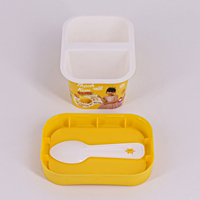 106G Mango-Ijs Yoghurtpuddingbeker Met Deksel Wegwerp Pp Plastic Afgeronde Rechthoek Gevormde Etiketbakbeker Met Deksel Met Deksel