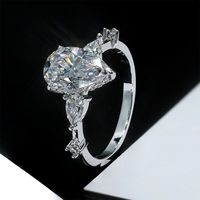 Bague personnalisable en or blanc 10 carats avec moissanite de luxe taille poire 4 carats DVVS1, sertie or massif à l'oriental-occidental, pour femme