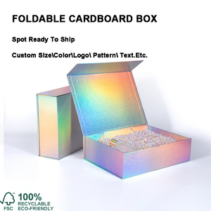 Boîtes rigides de luxe fantaisie holographiques couleur A4 format profond en <span class=keywords><strong>carton</strong></span> avec fermeture magnétique, matériaux recyclés, gaufrage pour gants et mitaines - Product Image 2