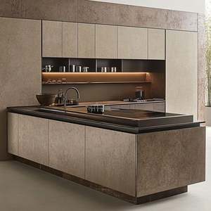 Modern Style Kitchen Island with Full <b>Storage</b> Luxury Custom Design Bar Seating & Quartz Top Integrated Kitchen Stainless Carcase - Product Image 1