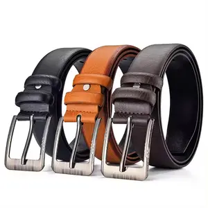 High quality oil wax pu leather material pin buckle belt manufacturer imitation cowhide alloy buckle belts