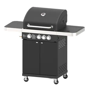 Total 8.5kw Power Gas Grills Commercial Black Powder Coated Outdoors Cooking Gas Gril