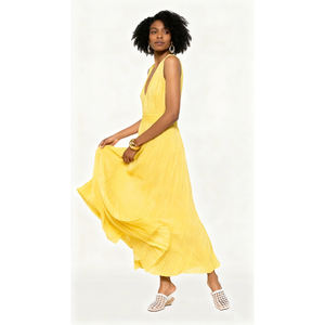 Vestido Largo Plisado sin Mangas con Cuello en V Profundo para Mujer, Vestido Versátil para Ocasiones Formales y Ropa <span class=keywords><strong>de</strong></span> Resort - Product Image 2