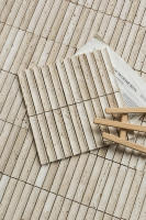 Mosaïque rainurée en marbre travertin beige PAIA STONE, forme arquée, pour murs intérieurs/extérieurs d'hôtels et piscines, design artistique, finition polie