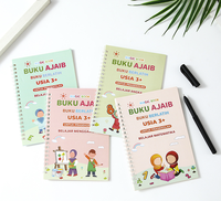 4PCS Livres Indonésie Écriture manuscrite Enfants Coup magique Cahier de pratique d'écriture anglaise réutilisable
