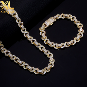 Trendy 10mm Geometric <b>Square</b> CZ Infinite Loop Hiphop Bling Bling Necklace Bracelet <b>Set</b> Gold Finish Fashion Cuban - Product Image 6