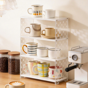 Desktop <b>shelf</b>, small bookshelf, multi-tiered storage <b>rack</b>, cup holder, tiered organizer, storage <b>rack</b>, minimalist office - Product Image 2