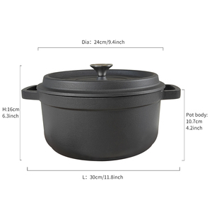 Cocotte/Four à potage en fonte émaillée antiadhésive noire pour la cuisine domestique - Product Image 4