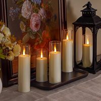 Ensemble de 5 bougies LED scintillantes à lumière chaude en verre blanc pour la décoration de la maison