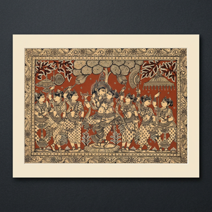 Handmade Kalamkari Radha <b>Krishna</b> Wall <b>Painting</b> Traditional Indian Folk Art Home Decor - Product Image 3