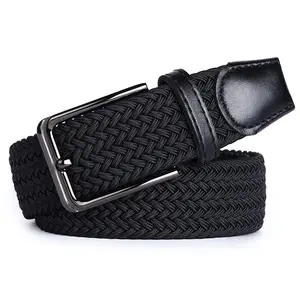 Cinturón de lona elástico para hombre, informal, con agujeros suaves, sin aguja, para golf