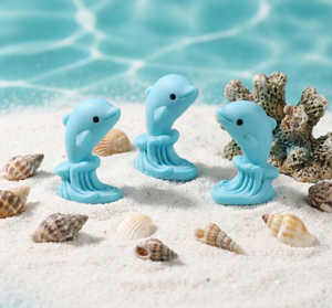 Figurines en résine colorées sur le thème de l'océan, créatures marines 3D, petits dauphins de dessin animé, décorations de gâteau d'anniversaire pour enfants, garçons, figurines - Product Image 4