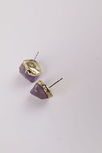 Sens élevé de l'amour boucles d'oreilles féminines Mini petit goujon avec évider vent froid plaqué or alliage en forme de coeur Zircon pierre principale - Product Image 5