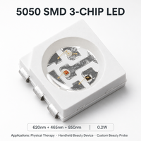 Paket LED SMD 5050 0.2W 3 Chip 850nm 620nm 465nm Tri-Wavelength IR Komponen Biru untuk Perangkat Fisioterapi Kesehatan Kustom