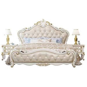 europäische art modern luxus design schlafzimmer-set günstig holz kastenbett design doppelbett mit massivholzrahmen in king-size - Product Image 6
