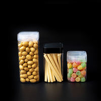Ventes en gros de pots en plastique transparents de 400 ml pour la cuisine, avec couvercle à vis en PP, matériau PET, emballage pour biscuits, récipient alimentaire
