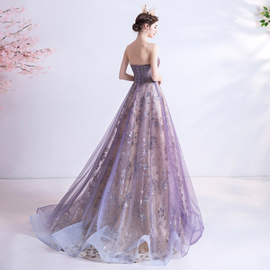 Purple Strapless Sequined Ball Gown Empire Waist Evening Dress For Weddings And Events Size 610 - Product Image 4