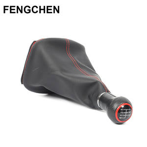 Fengchen – housse de levier de vitesse en cuir PU, 5 ou 6 vitesses, pour transmission manuelle, style sport, surpiqûres rouges - Product Image 1