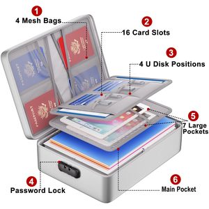 Yihuaxing túi đựng tài liệu lưu trữ tập tin 3 lớp chống nước túi đựng tài liệu chống cháy màu đen có khóa - Product Image 4