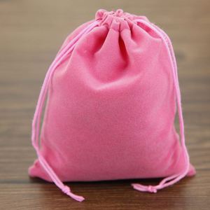 Sac de voyage cosmétique recyclable en velours rose chinois 10x12cm avec cordon de serrage pour bijoux et pierres précieuses, pochette en organza avec logo personnalisé - Product Image 2
