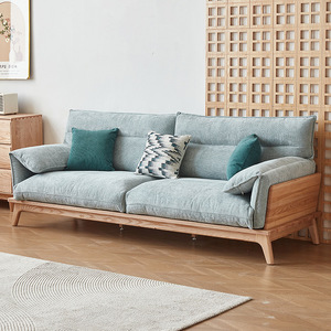 Nordic Style Solid Wood <b>Sofa</b> L-Shaped Fabric Upholstered Living Room Furniture For Adults And Elderly - Product Image 4