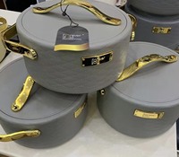 Set Pemanas Makanan Hotpot 3 Buah 1.5L 2L 2.5L Terisolasi Termal, Piring Mewah Berlapis, Estetis, Perlengkapan Sajian Dapur & Pesta