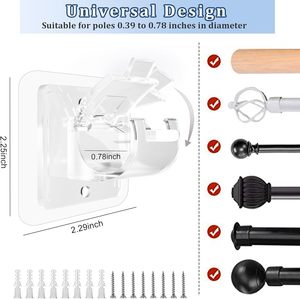 Single Tier Bathroom Self-Adhesive Transparent <b>Plastic</b> Curtain Rod Bracket <b>Hook</b> with Multifunctional Design - Product Image 5