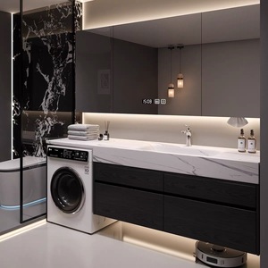 <span class=keywords><strong>Mobile</strong></span> da <span class=keywords><strong>Bagno</strong></span> <span class=keywords><strong>con</strong></span> Lavatrice Integrata, Vanità Personalizzabile <span class=keywords><strong>con</strong></span> Piano in Pietra Sinterizzata e Lavabo Integrato in Ceramica - Product Image 4