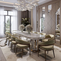 Table à manger ovale moderne de luxe avec plateau en marbre, table à manger de luxe pour 12 personnes, table à manger en marbre blanc, personnalisation possible