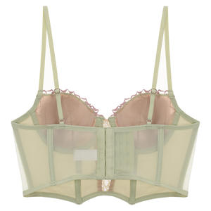 Haut corset <span class=keywords><strong>en</strong></span> satin premium à motif arête de poisson, broderie personnalisée, camisole à fleurs <span class=keywords><strong>en</strong></span> dentelle, streetwear décontracté, soutien-gorge vert élégant, lingerie sexy - Product Image 5