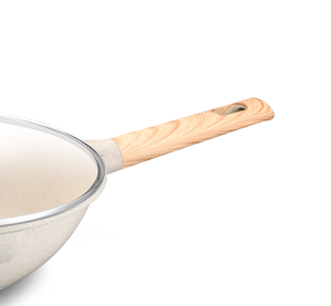 Sartén <span class=keywords><strong>Wok</strong></span> de vidrio de aluminio Revestimiento antiadherente con mango de baquelita doble para sartén de estufa de gas y inducción - Product Image 4