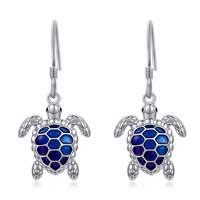 Bijoux fins, boucles d'oreilles en argent sterling 925, style océan, animal, tortue de mer bleue, pour femmes