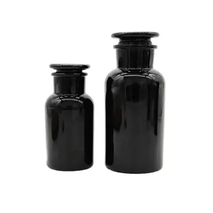 Frasco de vidro âmbar para laboratório, garrafa recipiente para máquinas de laboratório, frasco de vidro com rolha de vidro 30ml 60ml 125ml 250ml