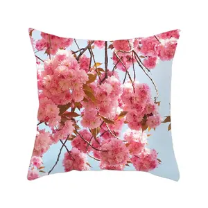 Cherry Blossom Rose Flower Print Plush Pillowcase Colorful Flowers Home Art Decor Cushion Case Custom Sofa Throw Cushion Cover