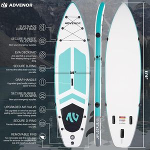 Yijia 11'6'x35x6 ensemble de planche à pagaie gonflable super large pour la pêche familiale comprend un auvent pare-soleil à double lame - Product Image 2