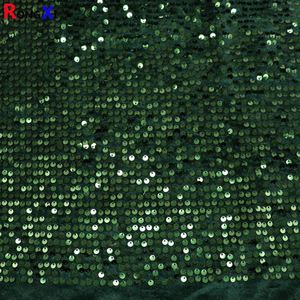 Dark Green RXF1931 5mm Professional Sequin <strong>Embroidery</strong> Fabric <strong>Material</strong> With Velvet Based for Fancy Dresses - Product Image 2