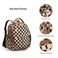 Ensemble de sacs à dos classiques en polyester à carreaux, grande capacité, durables, multifonctionnels, avec pochette assortie