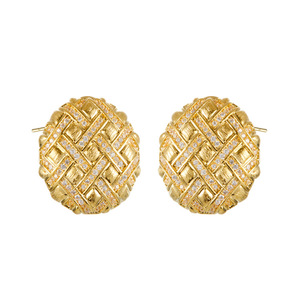 Vintage Woven Oval Stud Earrings S925 Silver Micro Insert Zircon Geometric Party Fashion Jewelry - Product Image 5