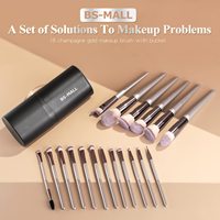 Ensemble de pinceaux de maquillage personnalisables de qualité supérieure avec pinceau pour fond de teint, poudre, anticernes, fards à paupières et blush, avec étui noir