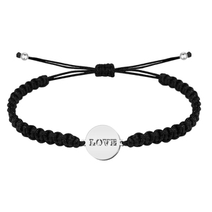 กำไลข้อมือสแตนเลสสีดำพร้อมความรักสีเงินเพื่อความโชคดีและการป้องกัน - Product Image 1