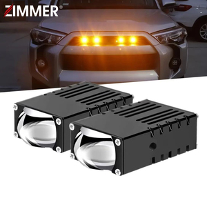 Zimmer 28W Mini ma trận Laser Đèn pha ống kính màu vàng trắng LED kép ánh sáng phổ quát cho xe ô tô xe máy cao Chùm thấp màu kép - Product Image 1