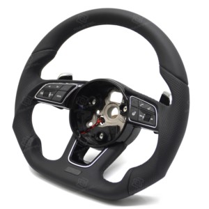<span class=keywords><strong>Volante</strong></span> Deportivo de Cuero Negro Completo con Base Plana para <span class=keywords><strong>Audi</strong></span> <span class=keywords><strong>A3</strong></span> A4 A5 A6 A7 S4 B9.5 S5 TT 8J - Product Image 4