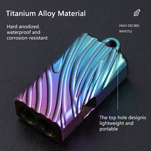 Silbato de emergencia, suministros de aventura al aire libre portátiles sónicos de doble barril, silbato de metal de supervivencia de alto decibelio - Product Image 4