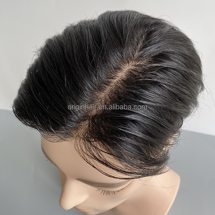 Perruque Homme Cheveux Naturels 100% Humains Noir - Modèle DANY 1b - Court, Raie Libre