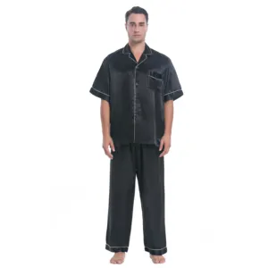 Популярная атласная Мужская пижама из полиэстера с принтом, индивидуальные пижамные комплекты для мужчин